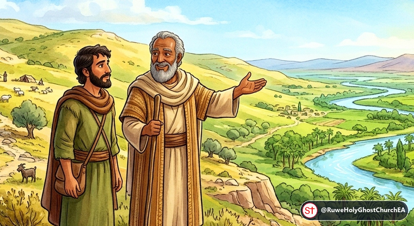 Abraham and Young Isaac Walk Together Up Mount Moriah
