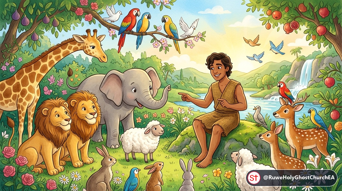 Adam Naming All the Animals and Birds in the Garden of Eden