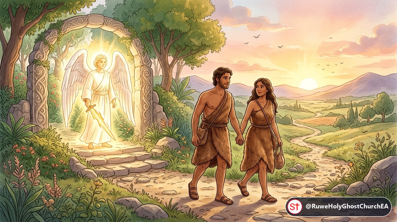 God Clothes Adam and Eve with Garments of Animal Skins as They Leave the Garden of Eden