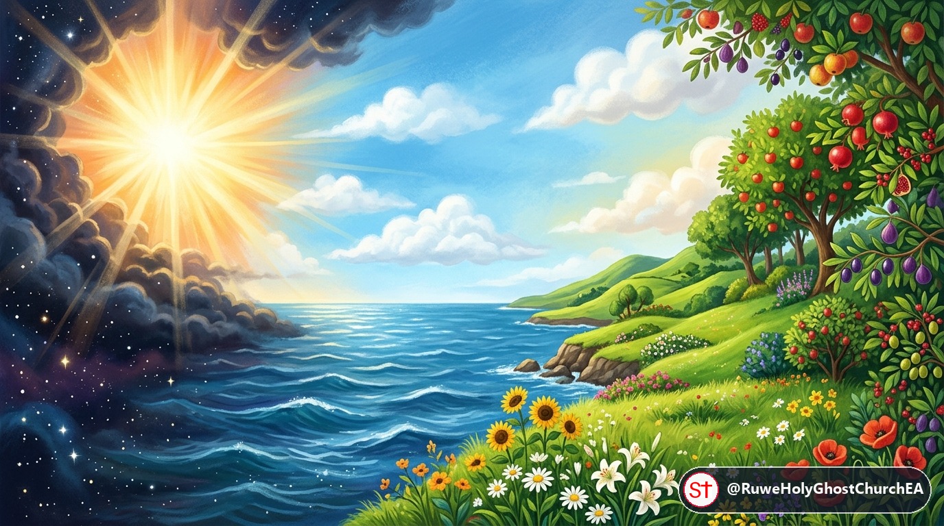 Days 1 to 3 of Creation: Light, Sky, Seas, and Lush Green Land