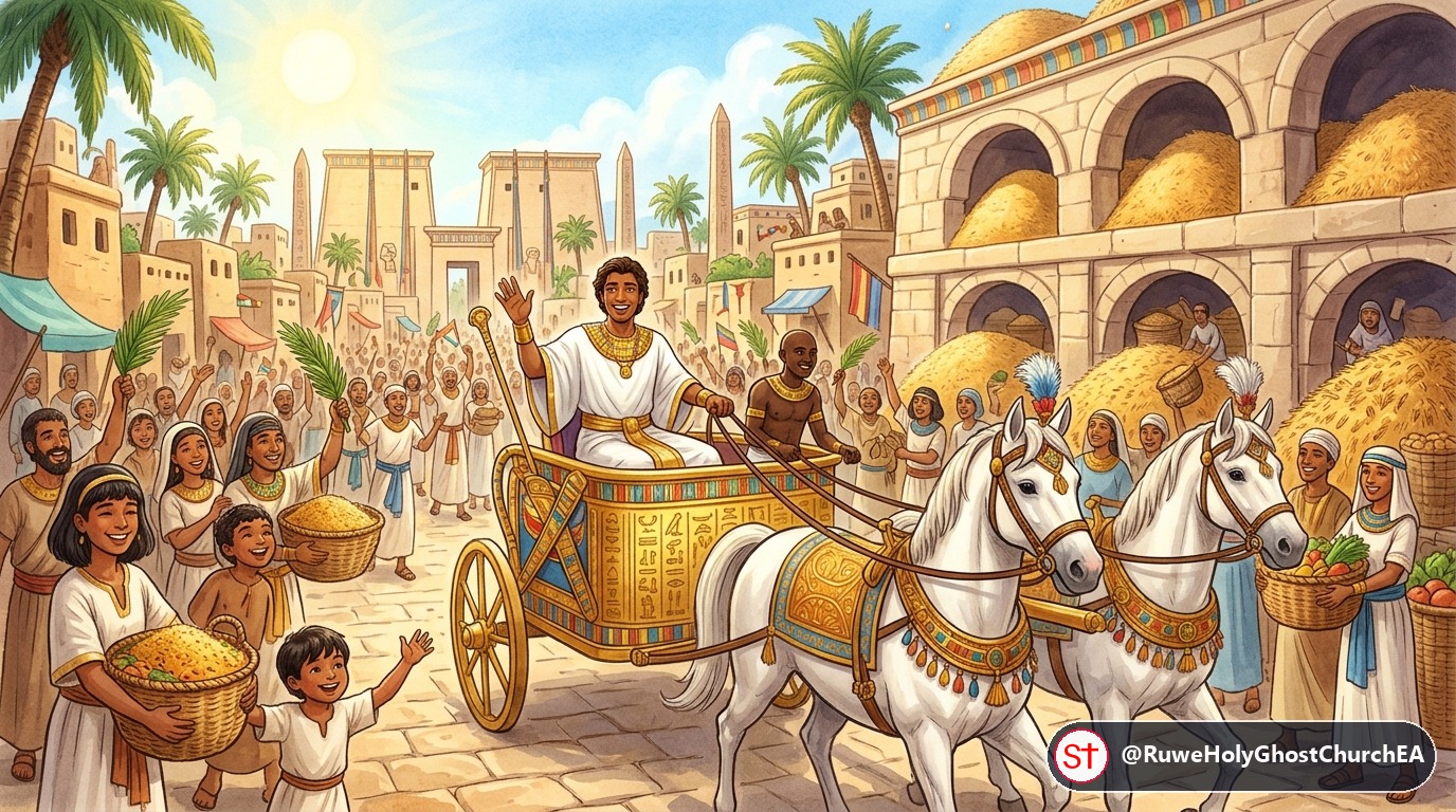 Joseph Made Ruler Over Egypt with Grain Storehouses Full