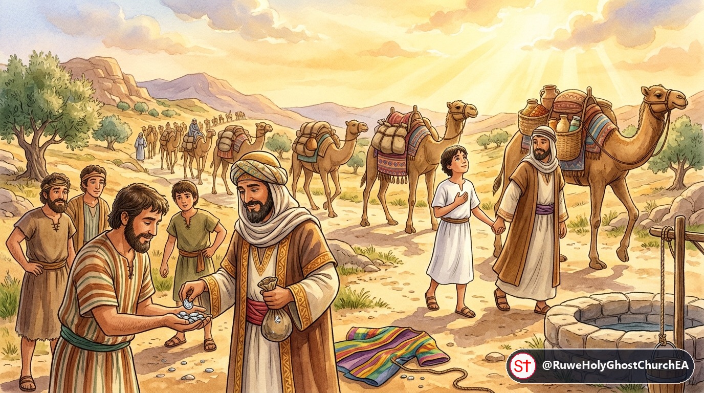 Joseph Sold to the Ishmaelite Merchant Caravan Heading to Egypt