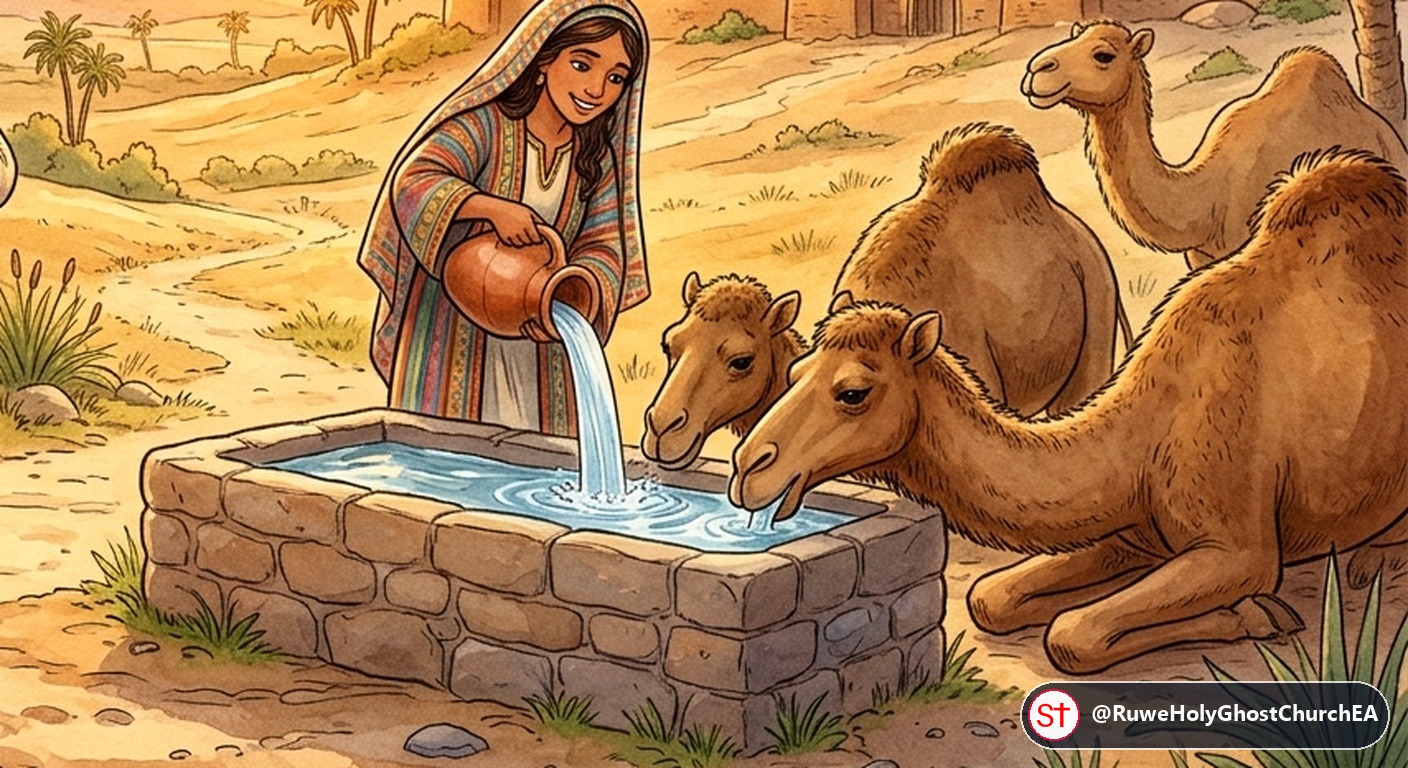 Rebekah Gives the Servant a Drink and Waters All Ten Camels