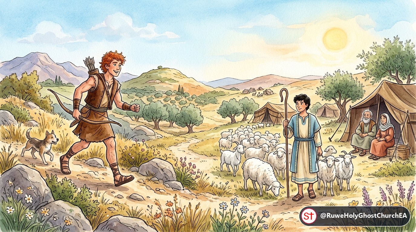 The Twin Brothers: Esau the Hunter and Jacob by the Tents